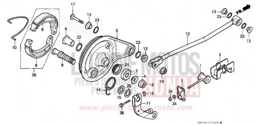 BREMSPLATTE, HINTEN (RF/RG/RH/RJ/RK) CR80RJ de 1988